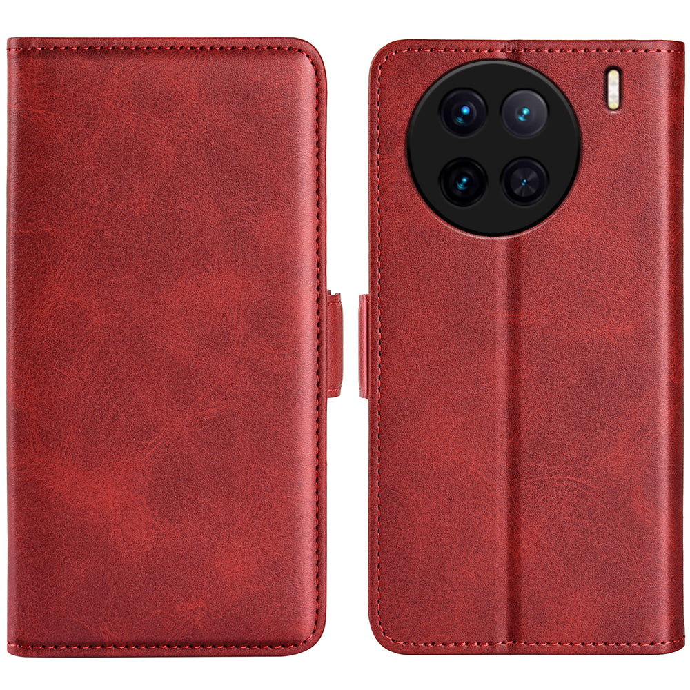 For vivo X90 5G Cell Phone Cover PU Leather Dual Magnetic Clasp Calf Texture Case Foldable Stand Wallet For vivo X90 5G Cell Phone Cover PU Leather Dual Magnetic Clasp Calf Texture Case Foldable Stand Wallet